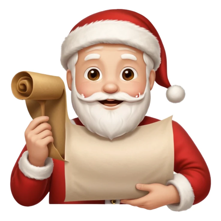 drunk santa holding up a white unfurled scroll with nothin on it sticker