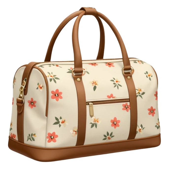 A sports bag with a pale light beige print in a small flower sticker