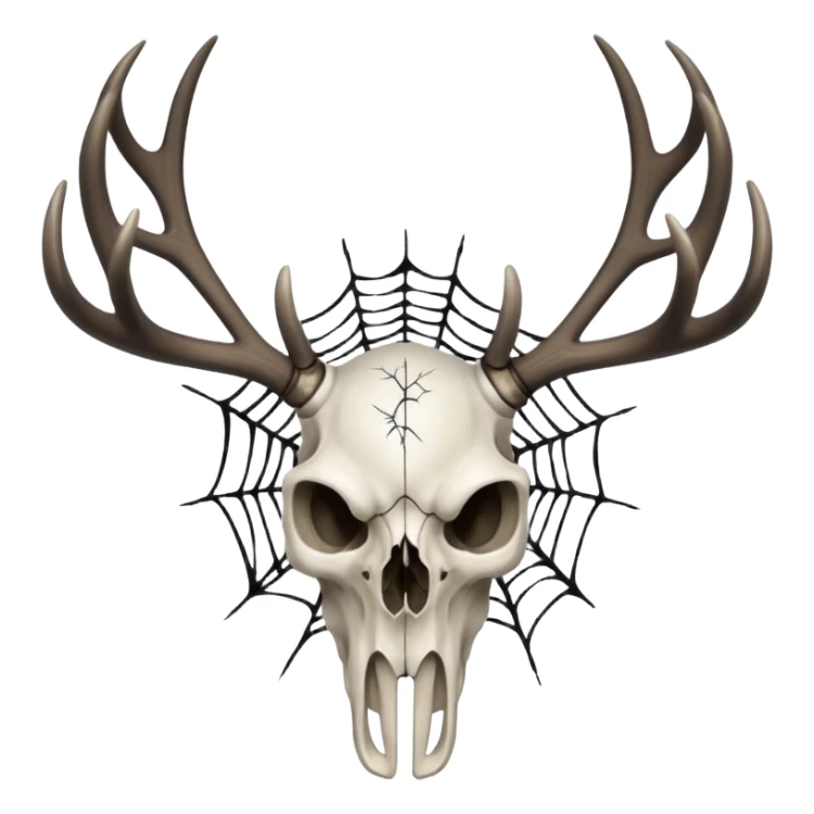 Deer skull with antlers and black spiderwebs  sticker