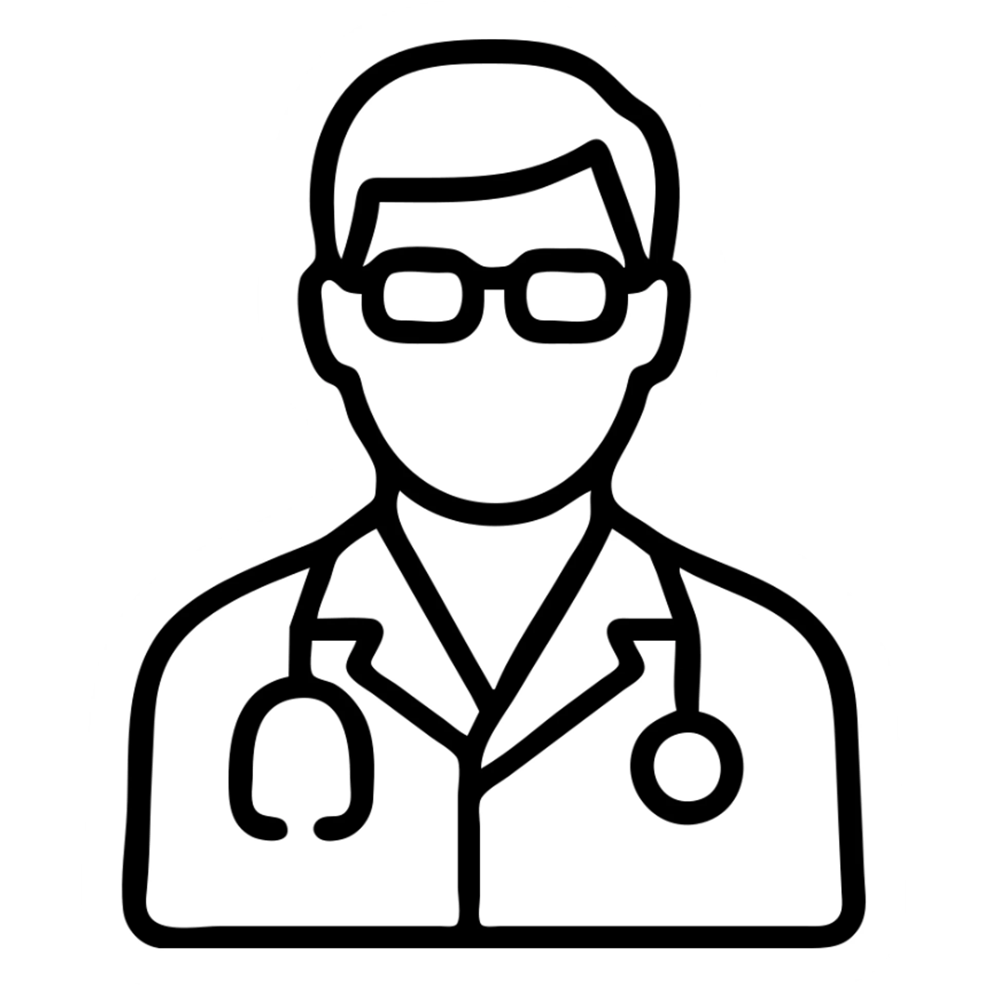 doctor wearing a white coat and stethoscope outlined icon sticker