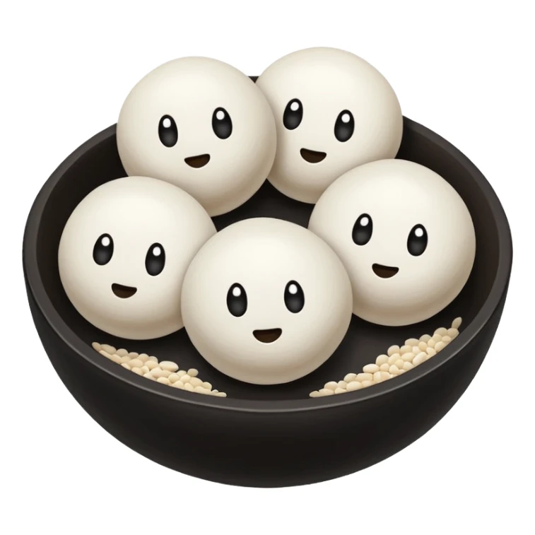 black sesame seeds inside center of each small glutinous rice flour balls sticker