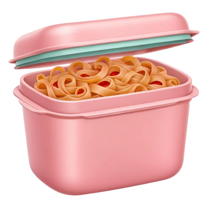 pastel pink food container with tomato pasta inside sticker