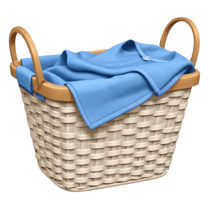 white LAUNDRY BASKET WITH FOLDED blue CLOTHES sticker