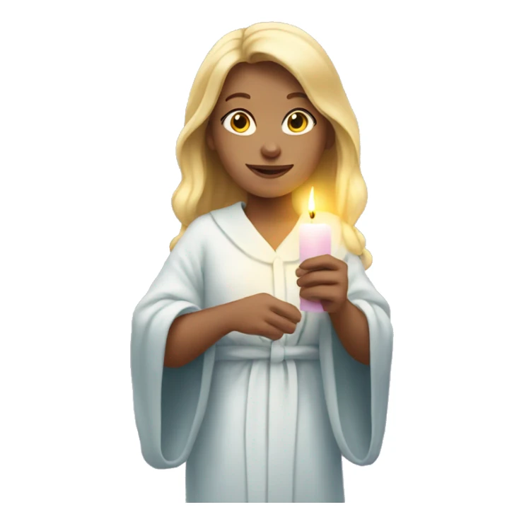 Blonde girl holding candle wearing robe sticker