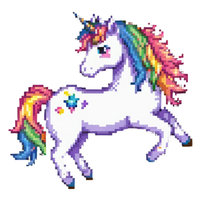 Unicorn with sparkly glitter stars and rainbow colors sticker