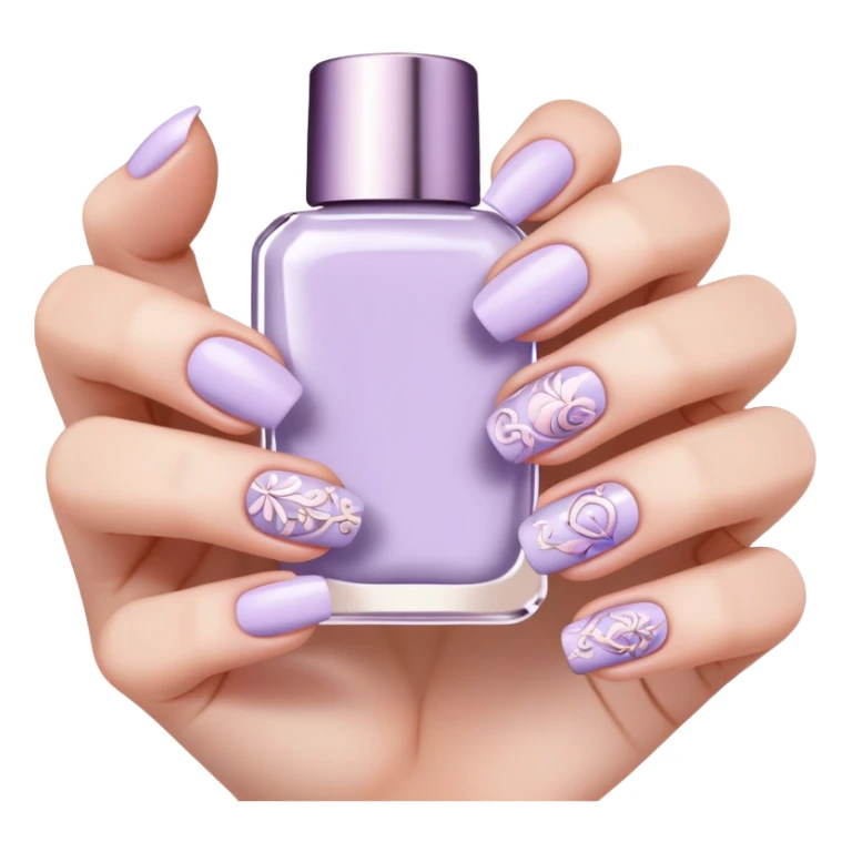 lilac pastel manicure with nail art designs sticker