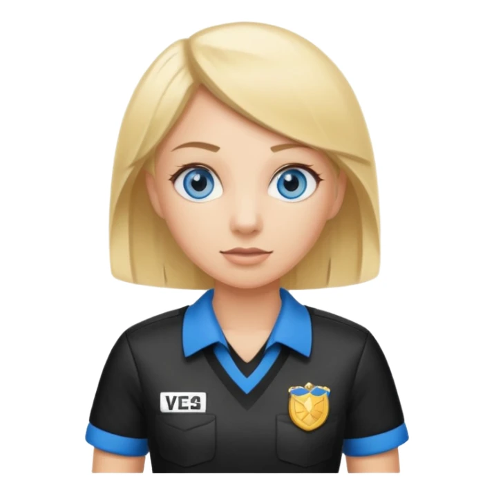 blue eyes blonde girlIN REFEREE UNIFORM STANDING UP  sticker