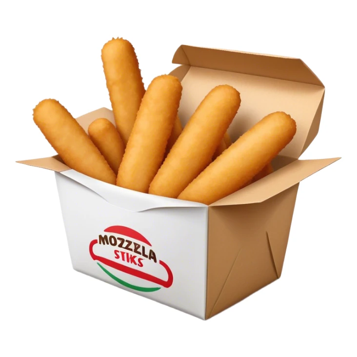 Realistic Mozzarella sticks in a paper carton sticker