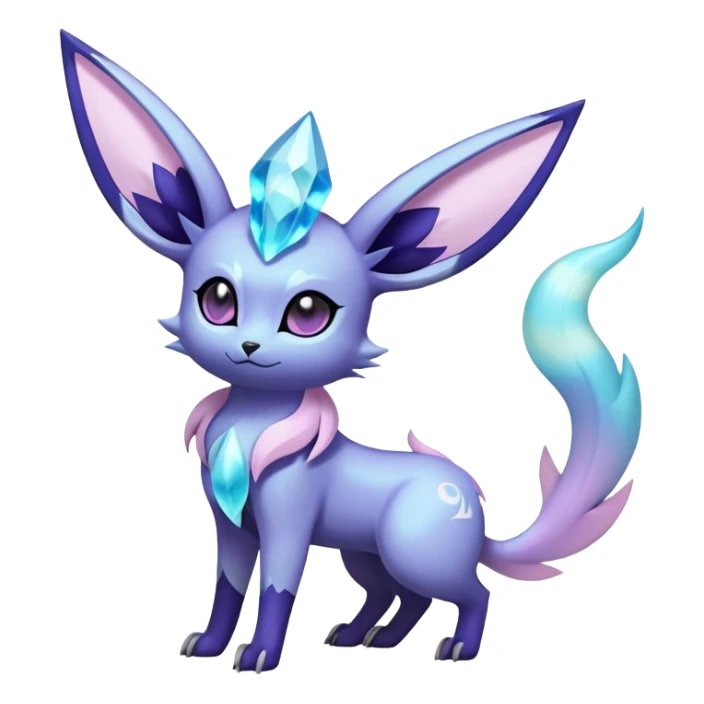 Shiny Exotic Badass Magical Ethereal Royal Mysterious Gothic Noibat-Glaceon-Espeon-Umbreon-Sylveon-Pokémon-Fakémon-hybrid-creature (full body) with horns sticker