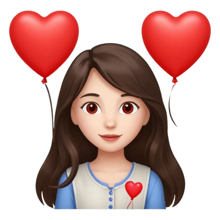 white happy long haired brunette girl hazel eyes valentines sticker