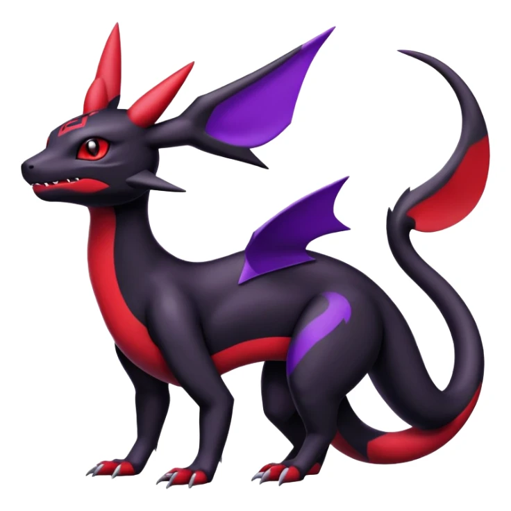 Guilmon-Salandit-Umbreon-Fakémon-hybrid-creature (full body)  sticker