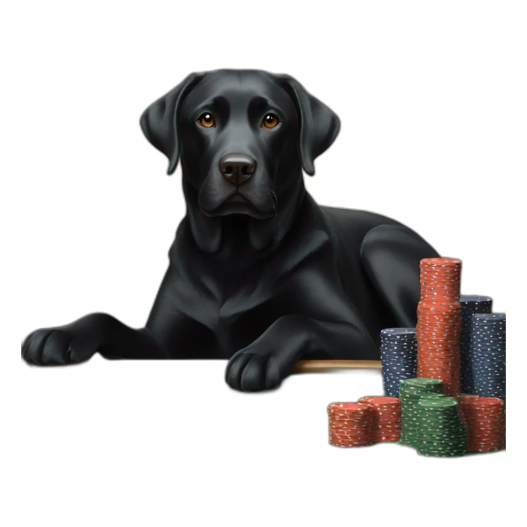 Black Labrador dog with white at poker table sticker