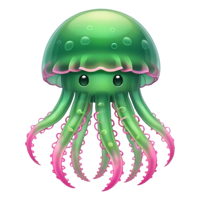 Cute green pink jellyfish sticker