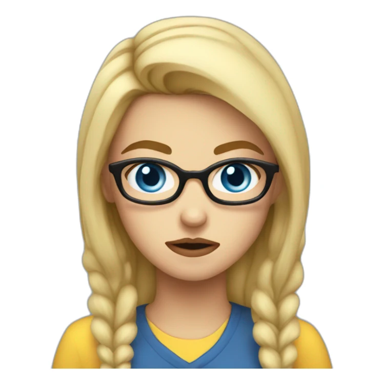 girl nerd angry blue eyes blond sticker