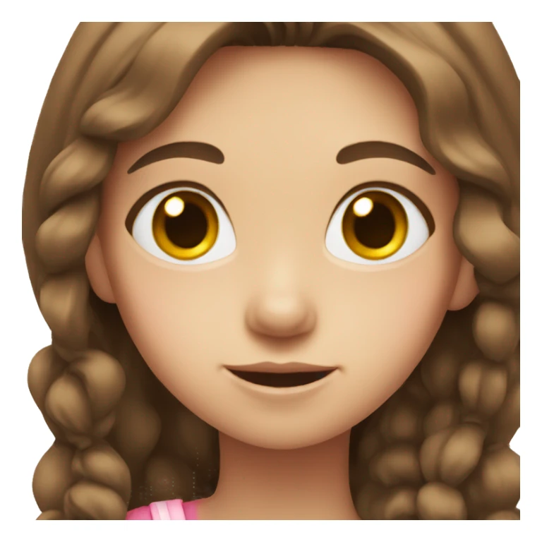 girl with brown hair and pink bows  sticker