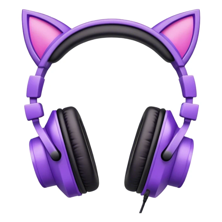 purple gaming headphones with cat ears sticker
