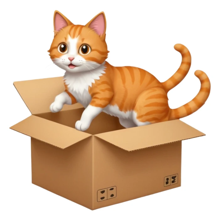 cat jumping out of a box sticker