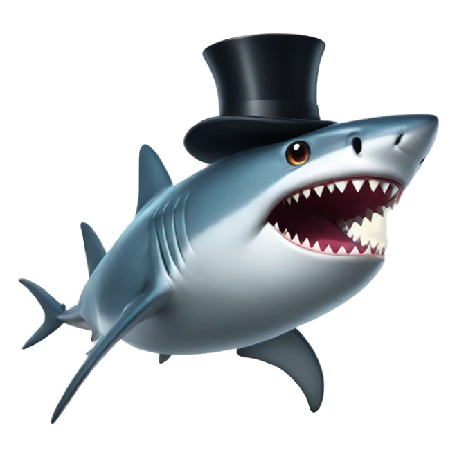 Shark with a top hat sticker