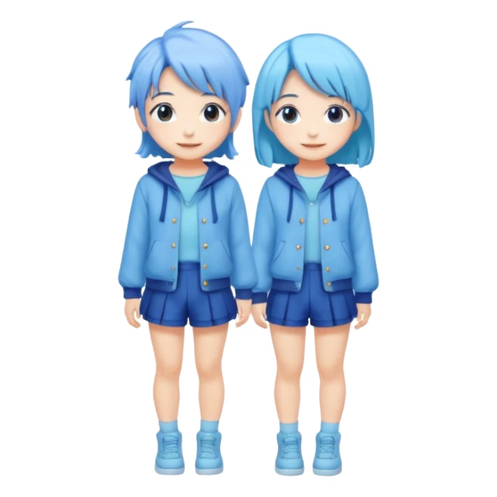 Kawaii girl Japanese full body blue pastel sticker