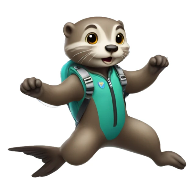 Skydiving otter, his name is ice, put a tag with his name sticker