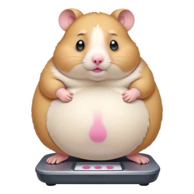 fat hamster pregnant belly stepping on a broken scale looking guilty sticker