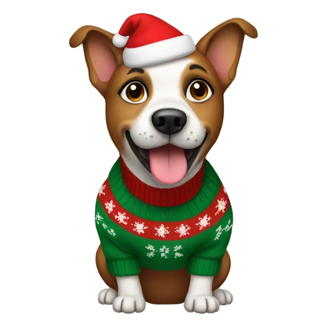 dog wearing a christmas sweater sticker
