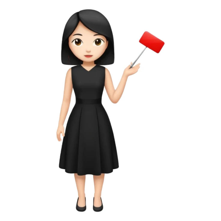 asian young woman in black dress sticker