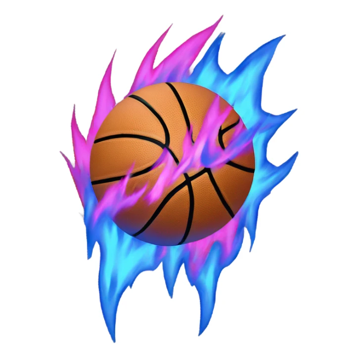 Basketball with pink and blue flames sticker