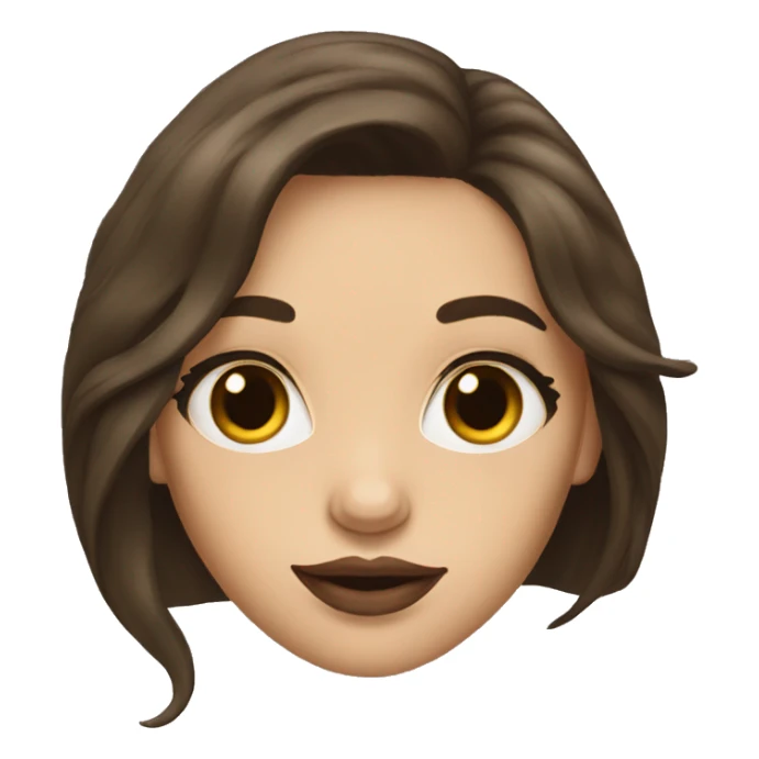 Brunette woman with long hair clack, painted lips sticker