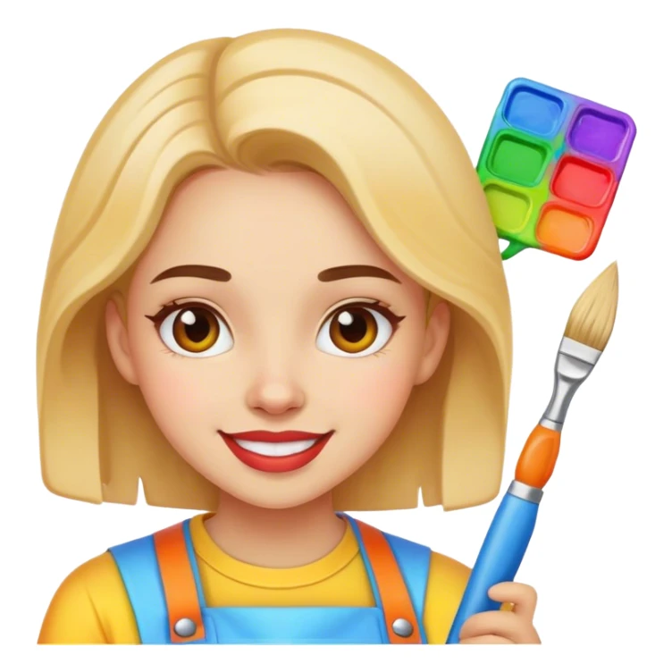 very cheerful and colorful painter girl sticker