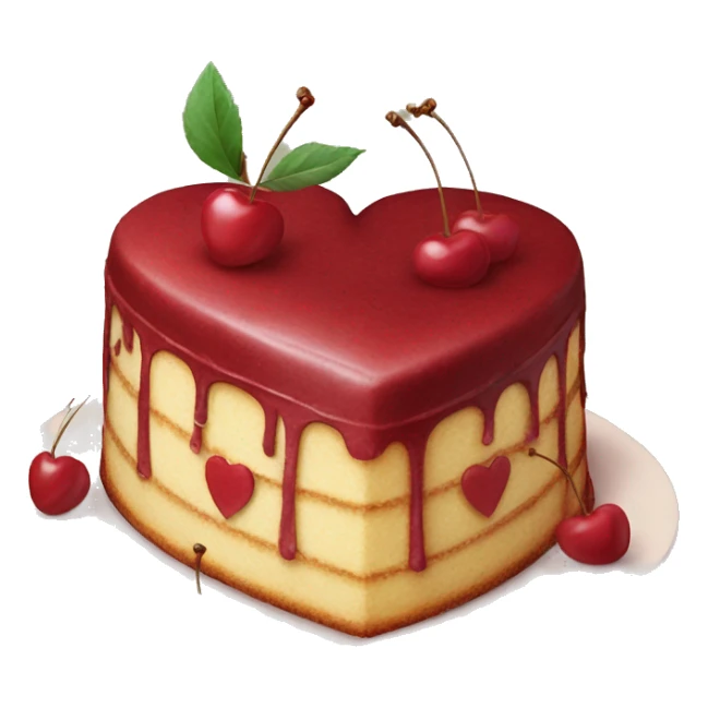 Vintage heart-shaped cake with cherries  sticker
