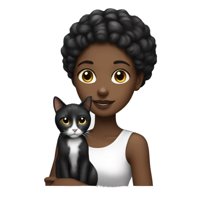 Black girl with black/white cat sticker