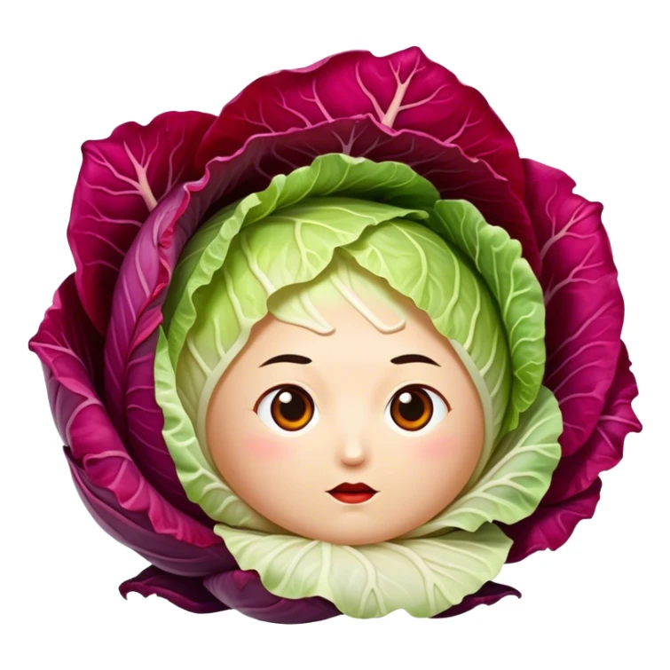 a head of deep red spicy korean style cabbage kimchi sticker