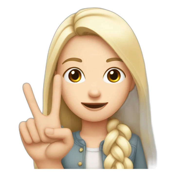 white girl showing three fingers on one hand sticker