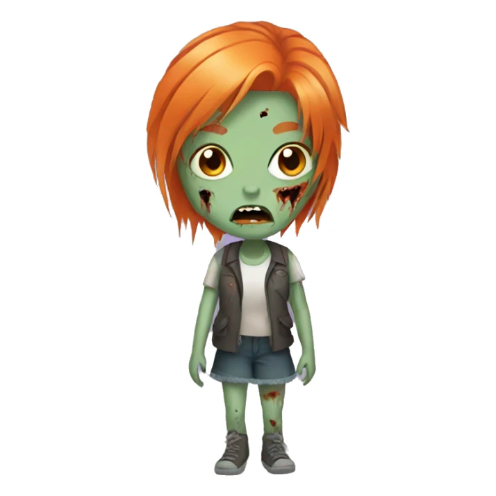 girl zombie with orange hair sticker