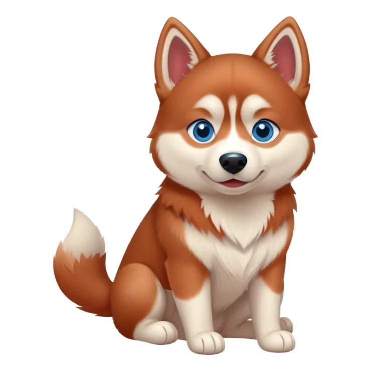 Cute, Disney-style red Siberian husky with blue eyes, sitting sticker