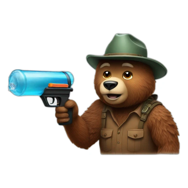 smokey bear with water gun sticker
