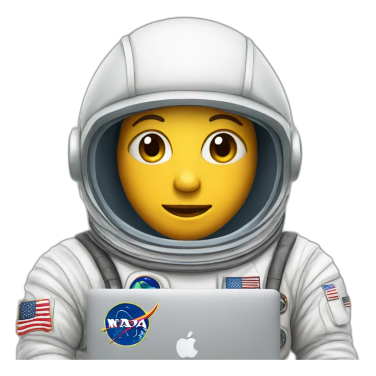 astronaut with hoodie and a macbook sticker