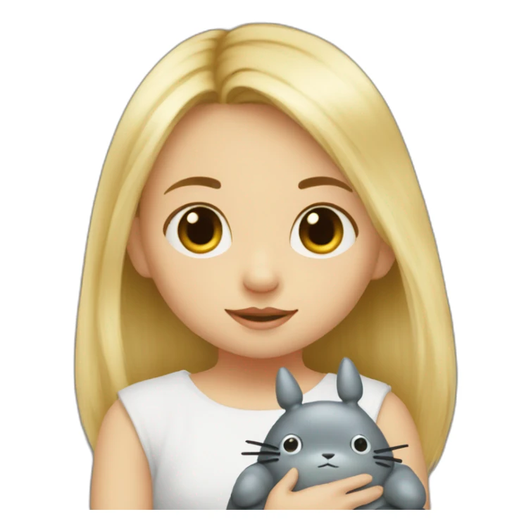 bébé fille blonde avec une peluche Totoro  sticker