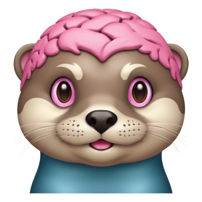 generate an otter with a very big  pink brain, sarcastic sticker