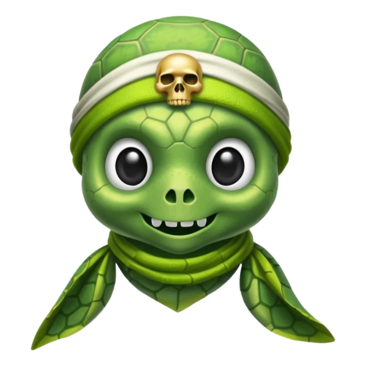 cute sea turtle wearing a lime pirate skull scarf sticker