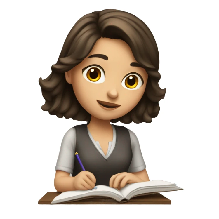Pretty brunette girl studying sticker
