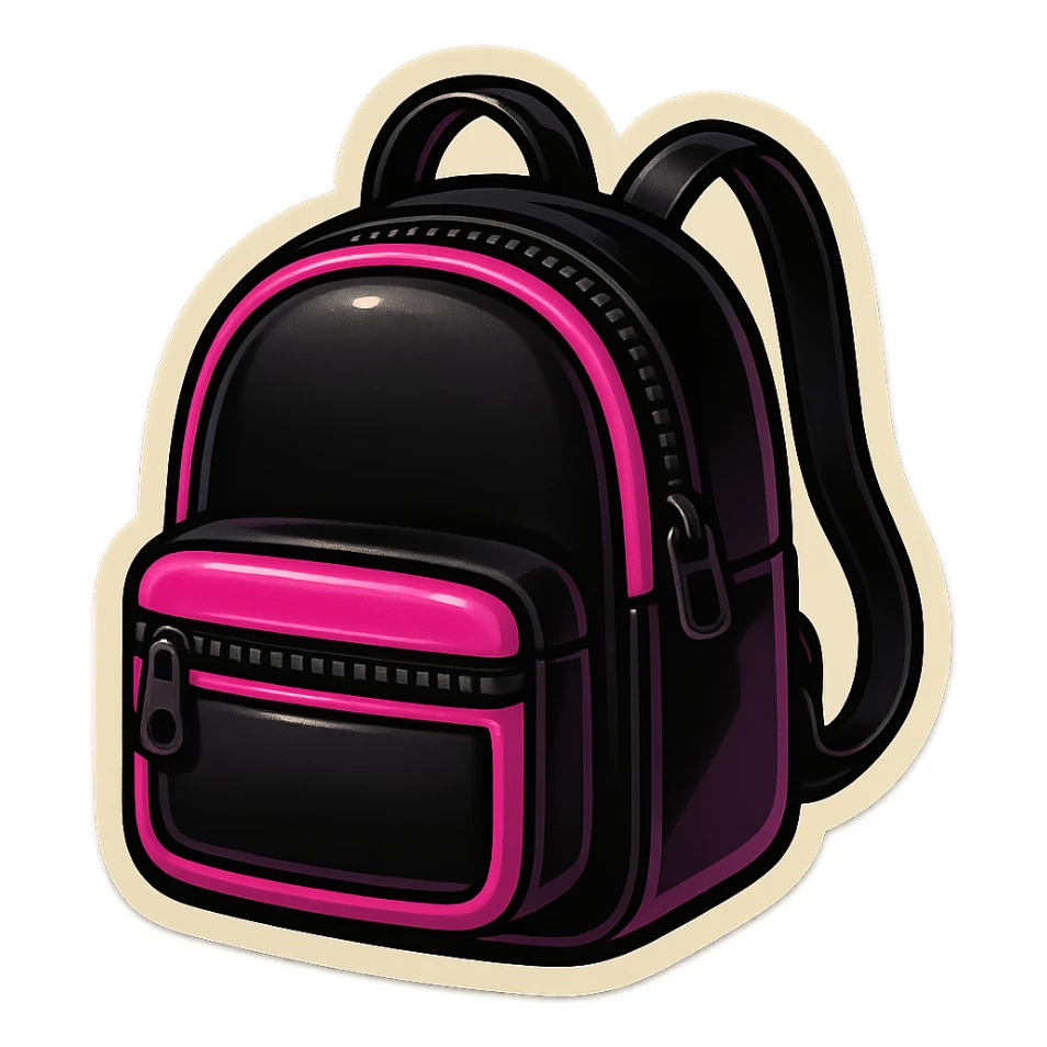 BLACKPINK-inspired gothic backpack, no hearts, playful and stylish, black and pink colors sticker