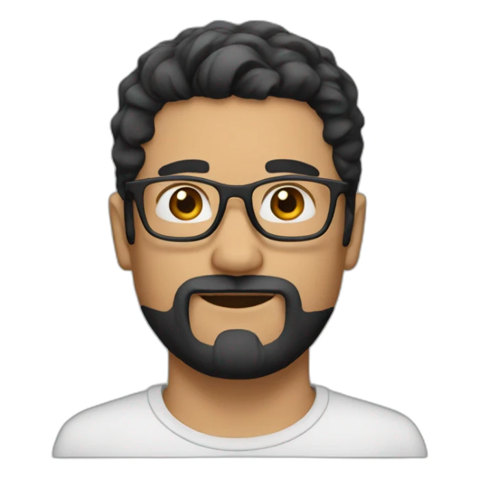 Guy with short black hair and glasses and beard sticker