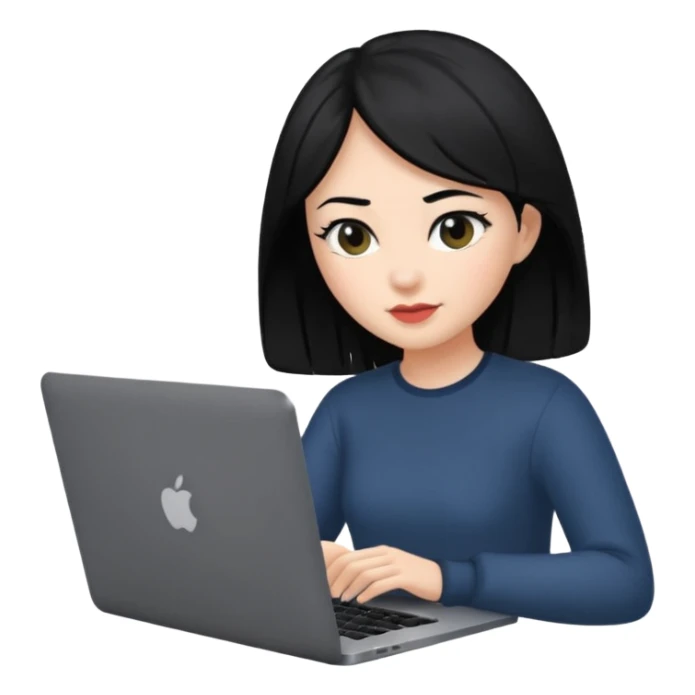 macbook black long hair beauty  sticker