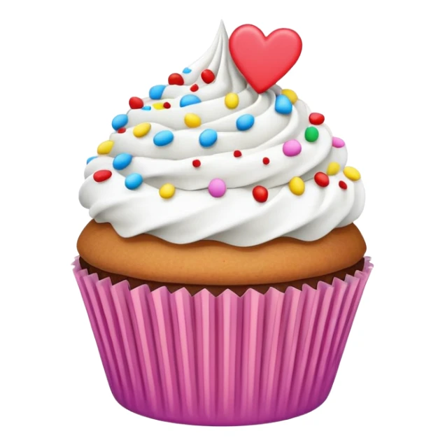 Cupcake with heart liner with white icing and colorful sprinkles  sticker