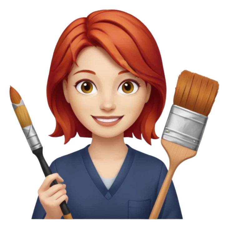 Painting Hold. Women painting smilling   Cheveux roux sticker