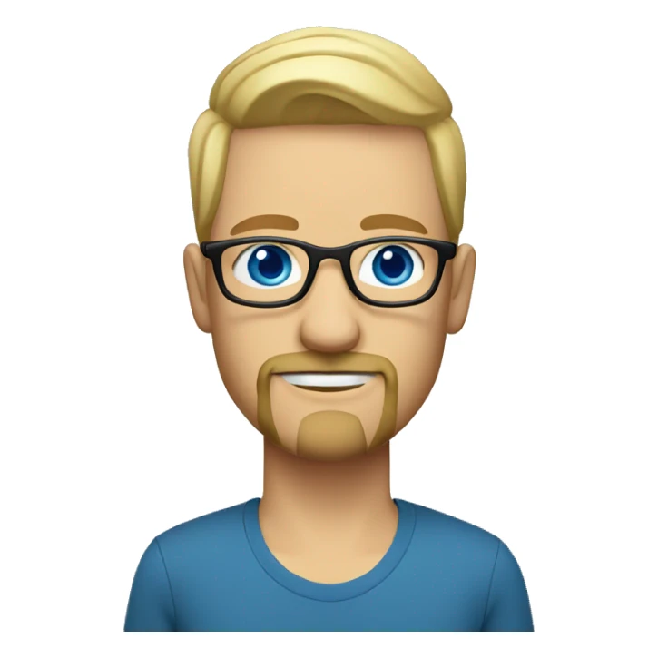 hipster man with goatee and glasses, blue eyes, blonde hair sticker