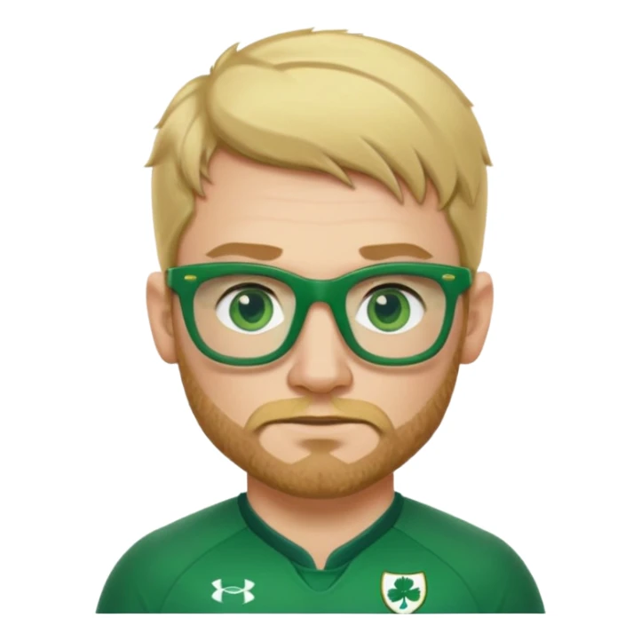 irish rugby player with blond stubble and green glasses sticker