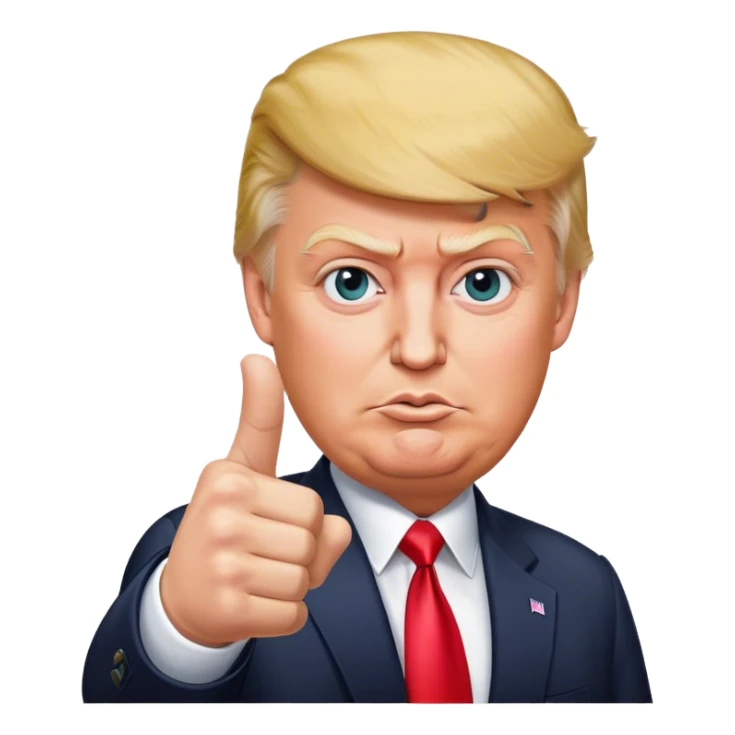 Super realistic Donald Trump pointing index finger up, realistic face sticker